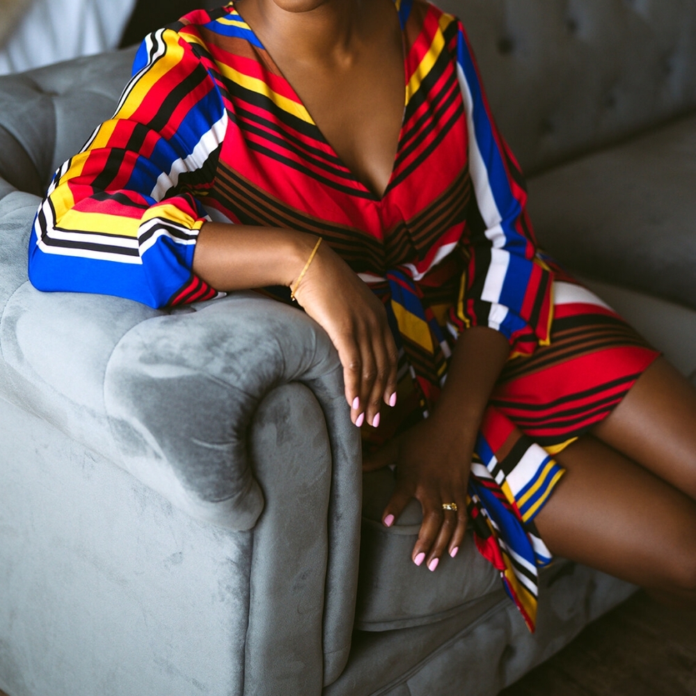 Express Multi-Color Striped Dress